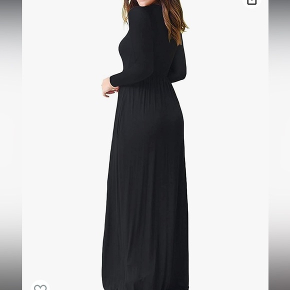 Women Long Sleeve Loose Plain Maxi Dresses Casual Long Dresses with Pockets - Picture 4 of 4